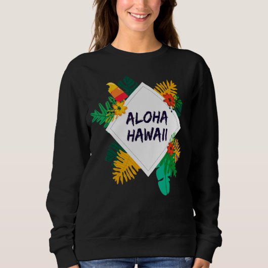 Aloha Hawaii Hawaiian Island Palm Beach Trui (Voorkant)