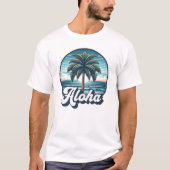 Aloha Hawaii Hawaiian Island Palm Tree Beach Vakan T-shirt (Voorkant)