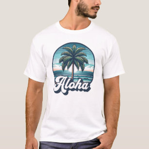Aloha Hawaii Hawaiian Island Palm Tree Beach Vakan T-shirt