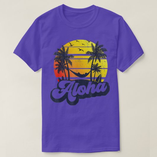 Aloha Hawaii Hawaiian Island Palm Trees Beach Vac T-shirt (Design voorkant)