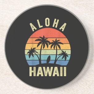 Aloha Hawaii Hawaiian Island Shirt Palm Beach Surf Zandsteen Onderzetter