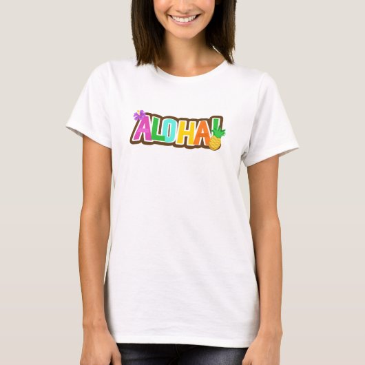 Aloha Hawaii Hawaiian Island Surfende Tropisch T-shirt (Voorkant)