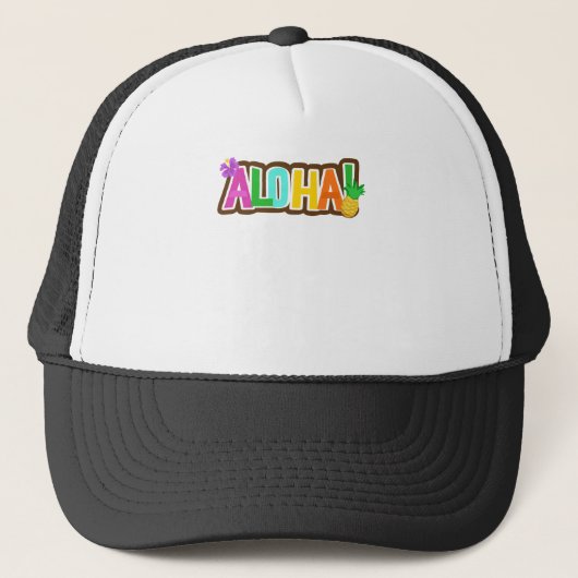Aloha Hawaii Hawaiian Island Surfende Tropisch Trucker Pet (Voorkant)