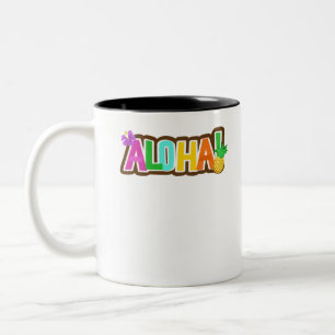 Aloha Hawaii Hawaiian Island Surfende Tropisch Tweekleurige Koffiemok