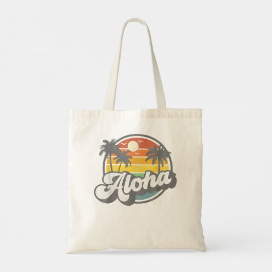 Aloha Hawaii Hawaiian Island Vacation Palm Trees B Tote Bag (Achterkant)