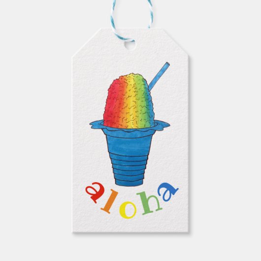 ALOHA Hawaii Hawaiian Rainbow Shave Shaved Ice Cadeaulabel (Voorkant)