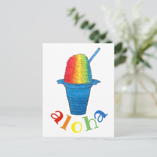 ALOHA Hawaii Hawaiian Rainbow Shave Shaved Ice Feestdagenkaart (Staand voorkant)