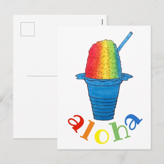 ALOHA Hawaii Hawaiian Rainbow Shave Shaved Ice Feestdagenkaart (Voorkant / Achterkant)