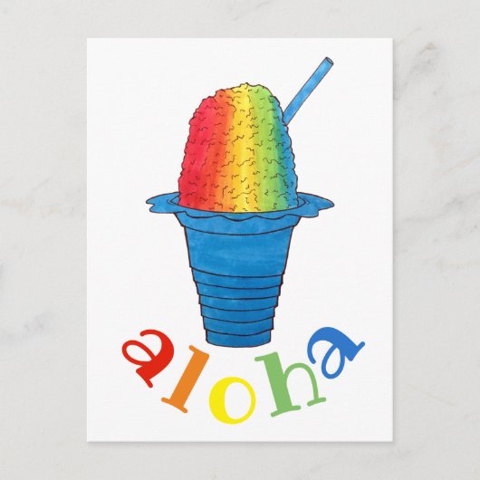 ALOHA Hawaii Hawaiian Rainbow Shave Shaved Ice Feestdagenkaart (Voorkant)