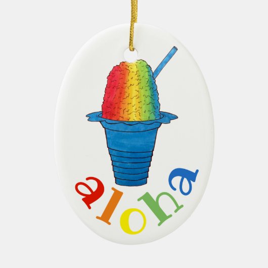 ALOHA Hawaii Hawaiian Rainbow Shave Shaved Ice Keramisch Ornament (Voorkant)