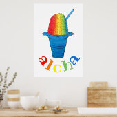 ALOHA Hawaii Hawaiian Rainbow Shave Shaved Ice Poster (Keuken)