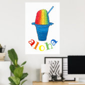 ALOHA Hawaii Hawaiian Rainbow Shave Shaved Ice Poster (Thuiskantoor)