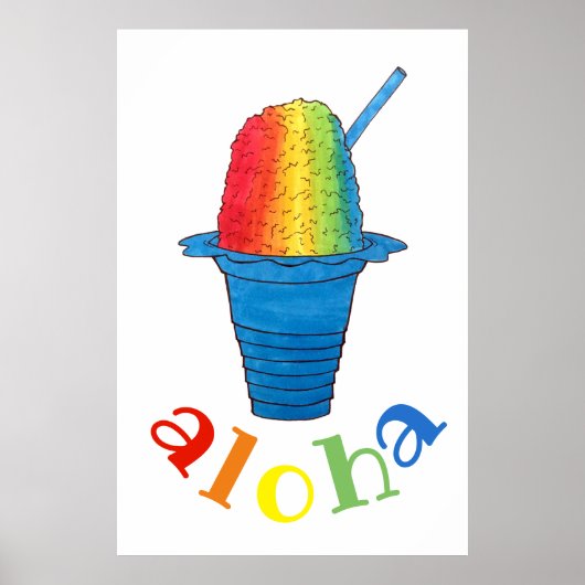 ALOHA Hawaii Hawaiian Rainbow Shave Shaved Ice Poster (Voorkant)