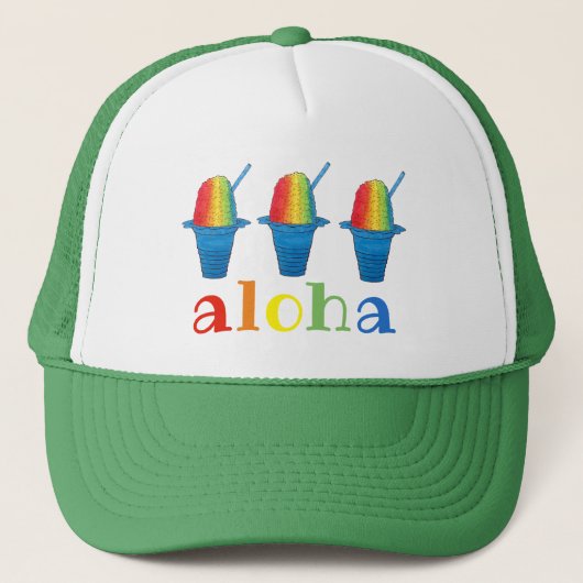 ALOHA Hawaii Hawaiian Rainbow Shave Shaved Ice Trucker Pet (Voorkant)
