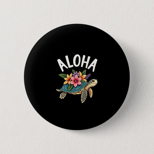 Aloha Hawaii Hawaiian-Shirt Turtle Hibiscus Kids G Ronde Button 5,7 Cm (Voorkant)