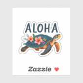Aloha Hawaii Hawaiian-Shirt Turtle Hibiscus Kids G Sticker (Vel)