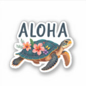 Aloha Hawaii Hawaiian-Shirt Turtle Hibiscus Kids G Sticker (Voorkant)