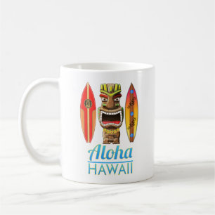Aloha Hawaii Hawaiian Tiki Surfing Koffiemok