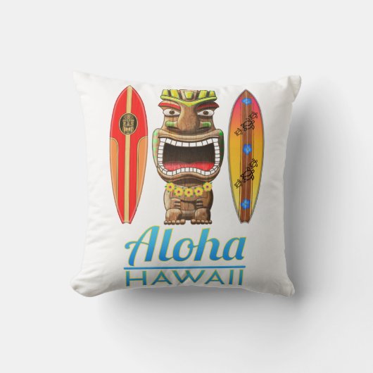 Aloha Hawaii Hawaiian Tiki Surfing Kussen (Voorkant)