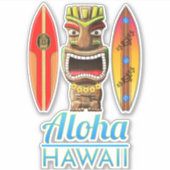 Aloha Hawaii Hawaiian Tiki Surfing Sticker (Voorkant)