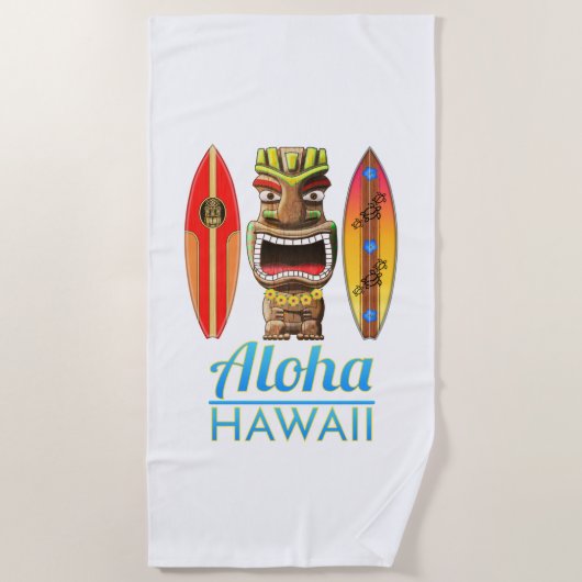 Aloha Hawaii Hawaiian Tiki Surfing Strandlaken (Voorkant)