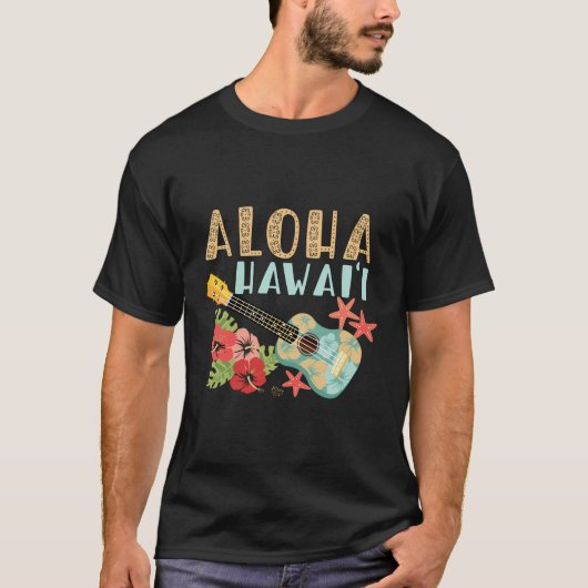Aloha Hawaii Hawaiian Ukulele T-shirt (Voorkant)