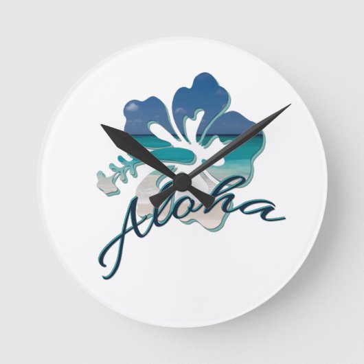 Aloha Hawaii Hibiscus Flower Ronde Klok (Voorkant)