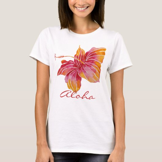Aloha | Hawaii Hibiscus Flower T-Shirt (Voorkant)