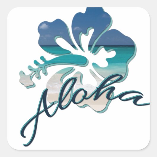 Aloha Hawaii Hibiscus Flower Vierkante Sticker (Voorkant)