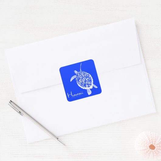 Aloha Hawaii Honu Turtle Vierkante Sticker (Envelop)
