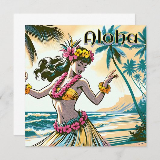 Aloha | Hawaii Hula Dancer op het strand (Voorkant / Achterkant)