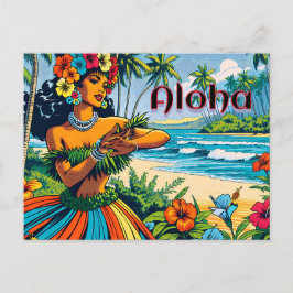 Aloha | Hawaii Hula Dancer op het strand Briefkaart