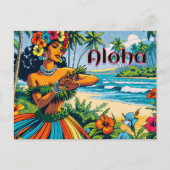 Aloha | Hawaii Hula Dancer op het strand Briefkaart (Voorkant)