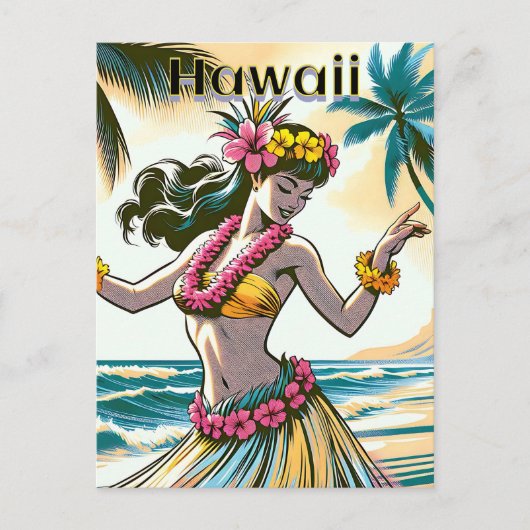 Aloha | Hawaii Hula Dancer op het strand Briefkaart (Voorkant)