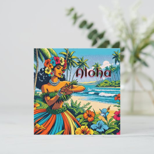Aloha | Hawaii Hula Dancer op het strand Kaart (Staand voorkant)