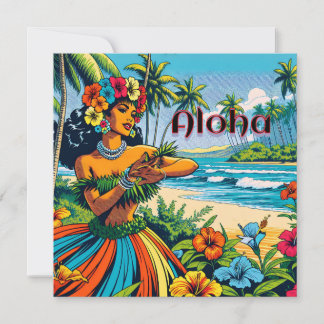 Aloha | Hawaii Hula Dancer op het strand Kaart