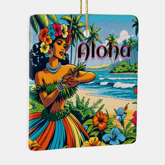 Aloha | Hawaii Hula Dancer op het strand Keramisch Ornament (Rechts)