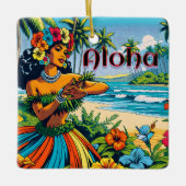 Aloha | Hawaii Hula Dancer op het strand Keramisch Ornament (Voorkant)