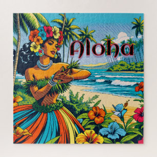 Aloha   Hawaii Hula Dancer op het strand Legpuzzel