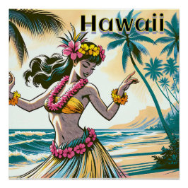 Aloha | Hawaii Hula Dancer op het strand Perfect Poster