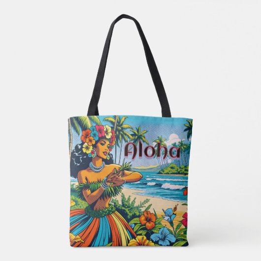Aloha | Hawaii Hula Dancer op het strand Tote Bag (Achterkant)