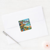 Aloha | Hawaii Hula Dancer op het strand Vierkante Sticker (Envelop)