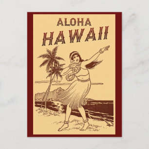 Aloha Hawaii Hula Girl   Briefkaart