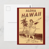 Aloha Hawaii Hula Girl   Briefkaart (Voorkant / Achterkant)