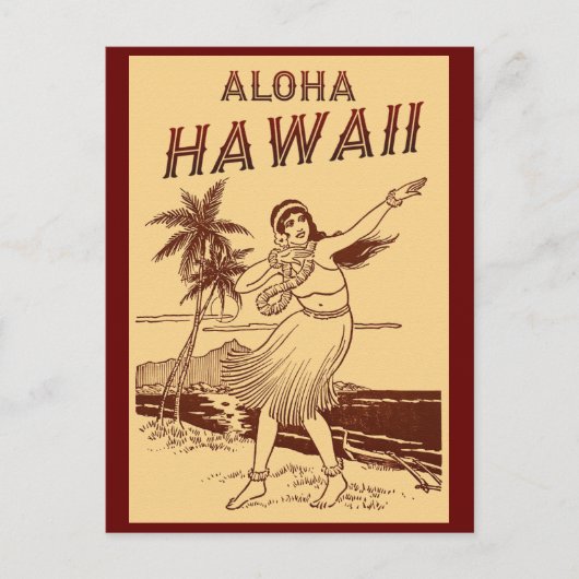 Aloha Hawaii Hula Girl   Briefkaart (Voorkant)