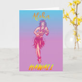 Aloha Hawaii Hula Girl   Kaart (Gele Bloem)