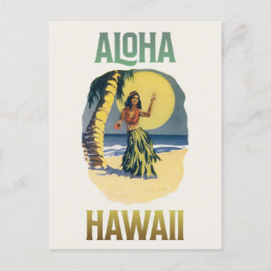 Aloha Hawaii  Hula    Girl Postcard Briefkaart