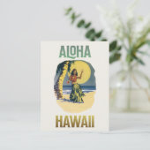 Aloha Hawaii  Hula    Girl Postcard Briefkaart (Staand voorkant)