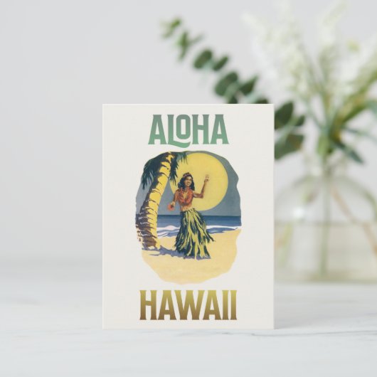 Aloha Hawaii  Hula    Girl Postcard Briefkaart (Staand voorkant)