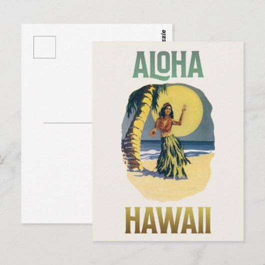 Aloha Hawaii  Hula    Girl Postcard Briefkaart (Voorkant / Achterkant)